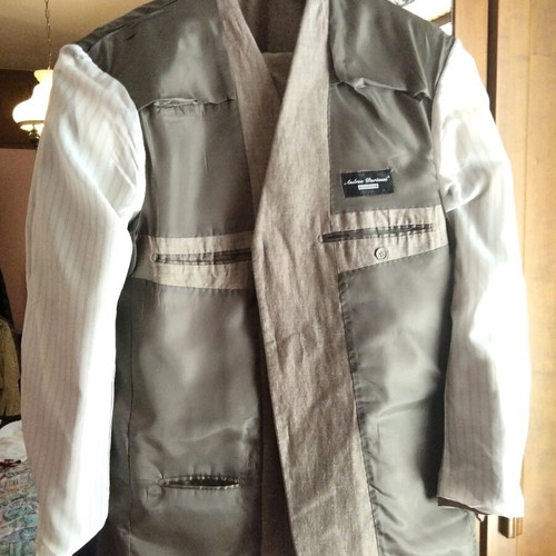 Andrea Doriani Exclusive men's linen suit, beige taupe