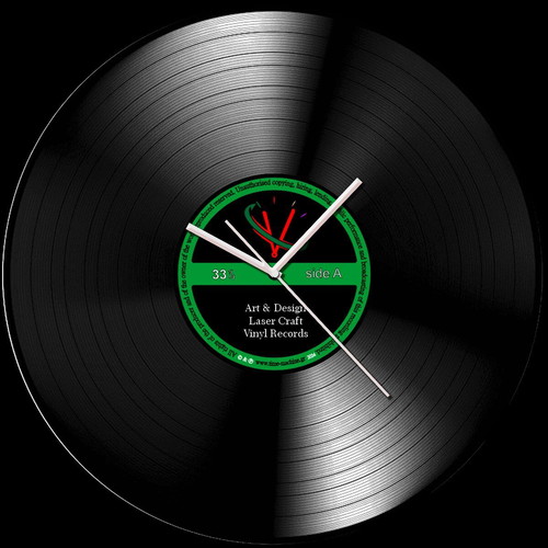 Time-machine vinyl record clock new, wall-mounted, analog