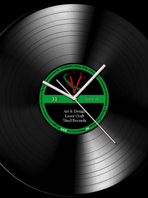 Time-machine vinyl record clock new, wall-mounted, analog