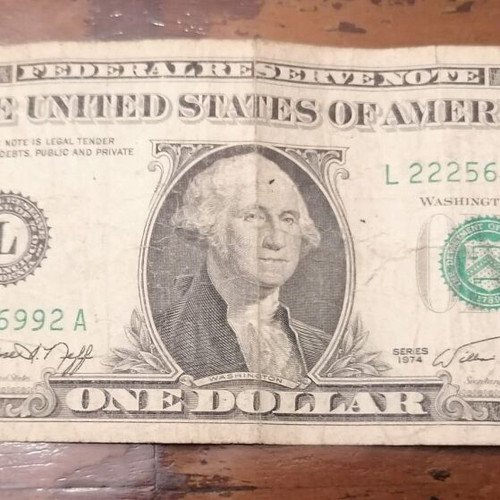 USA 2 used $1 banknotes (1974 & 1981)