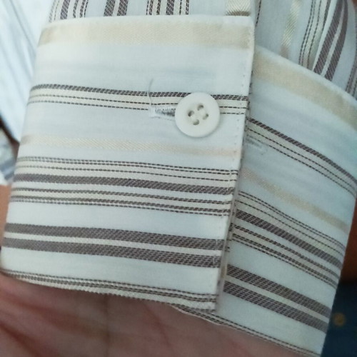 Laura Scott striped wrap shirt white beige new