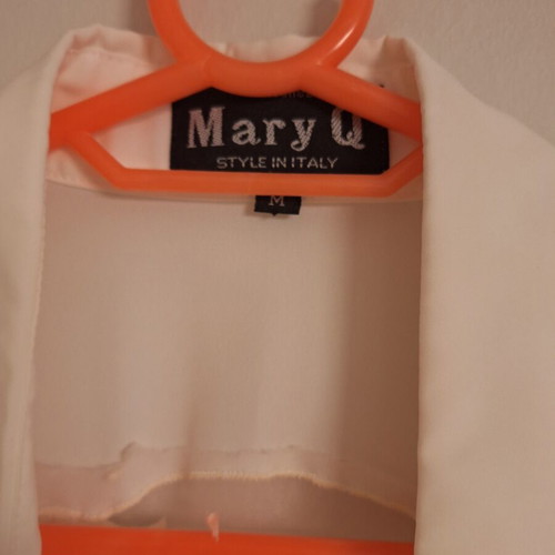 Elegant White Mary Q Style in Italy Shirt with Embroidery and Transparency, Size M, Like New