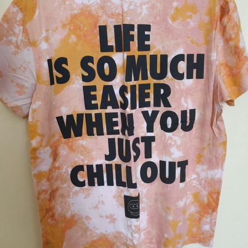 Bershka men's colorful t-shirt like new with back letter print, size L