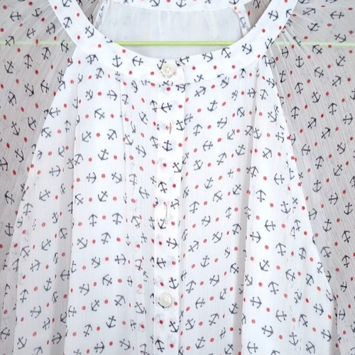Benetton summer dress new, size M, white and blue