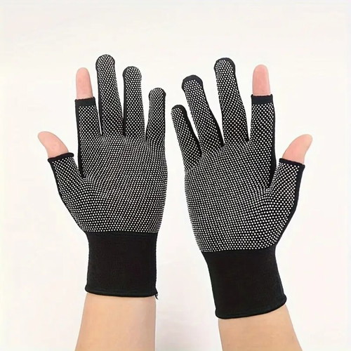 Gloves with 2 cut fingers new, fabric non-slip