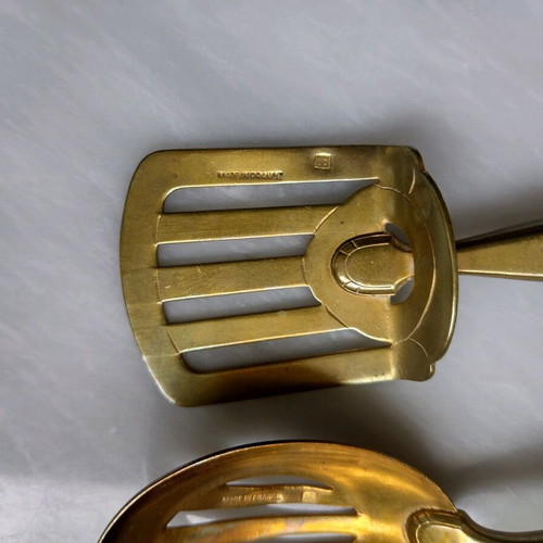 French vintage spoons with hallmarks, set of 2, used