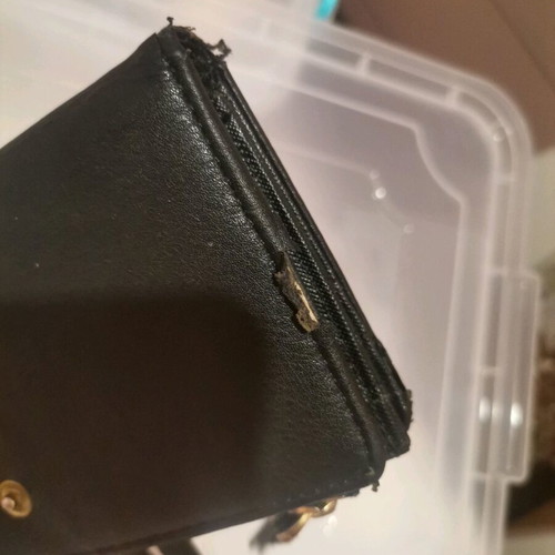 Women's wallet used, black faux leather