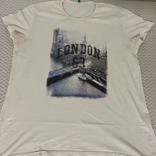 Benetton Tee XXL used, 100% cotton, off-white with vintage print