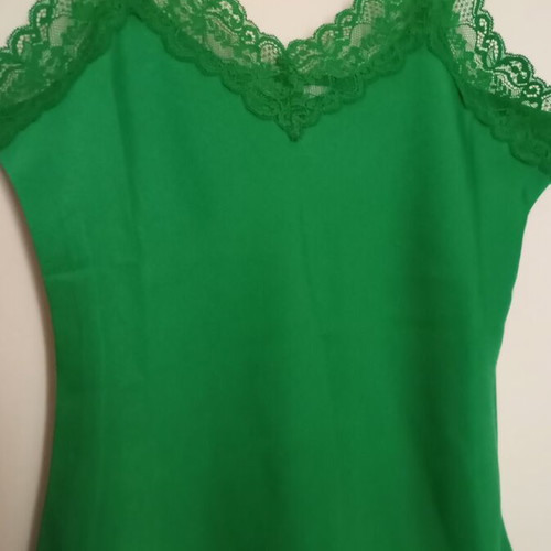 Lingerie top satin emerald with lace, like new