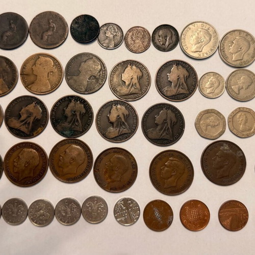 English coins used, set of 43 pieces from 1806