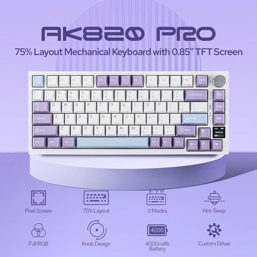 Ajazz Ak820Pro Mechanical Keyboard 75% TKL Wireless RGB New