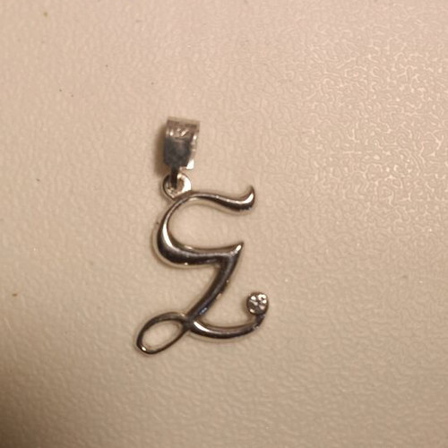Pendant Monogram S white gold K14 with Zircon, like new