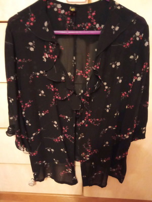 Transparent black top with flowers, new, shirt style
