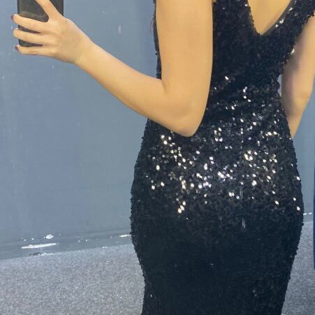 Black long sequin dress new, size S