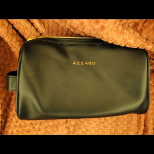 Azzaro leather toiletry bag new, black