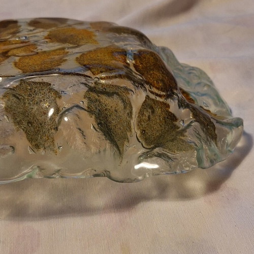 Murano Handcrafted Glass Platter with Earthy Leaf Design like new