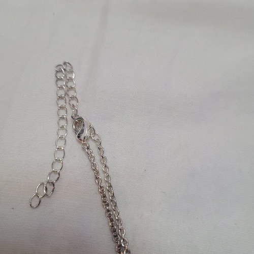 Avon silver necklace with initial M and rhinestones