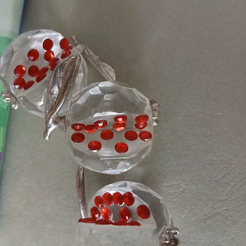 Decorative glass pomegranate charms like new, set of 3 pieces