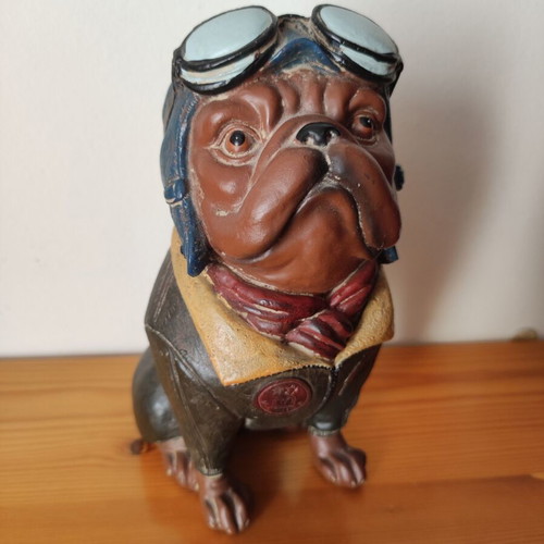 Bulldog Pilot Bust Decorative Figurine like new, retro style
