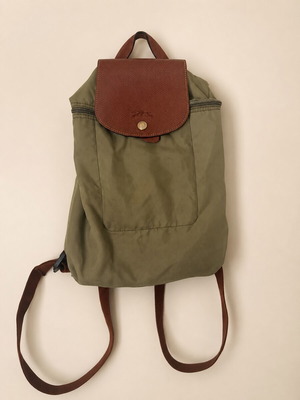 Longchamp backpack bag, brown and green