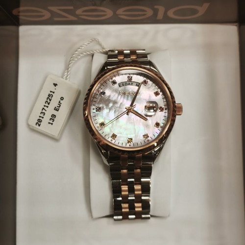 Breeze Two-Tone Women's Watch with Mother of Pearl Dial and Crystals, NOS