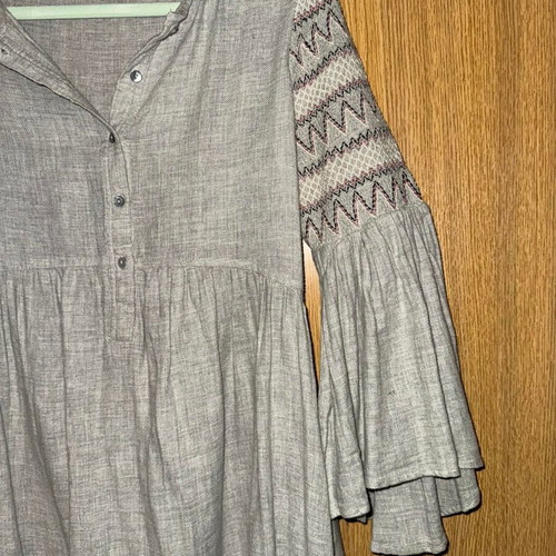 Zara Basic boho dress tunic with embroidery and bell sleeves size S like new