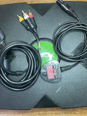 Original Xbox upgraded console with cables and games