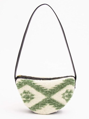 Aztec felted shoulder bag with quilted faux leather, brand new