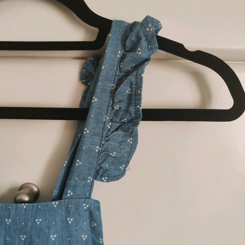 Kirakalo "Pinafore" Midi Dress / Dungaree with Open Back & Ruffles (Size S)