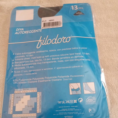 Filodoro Black Vintage 00's Sheer Hold-Up Tights Small New