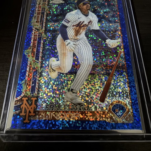 2025 Topps Chrome Francisco Lindor Blue Sparkle Refractor /199 baseball card