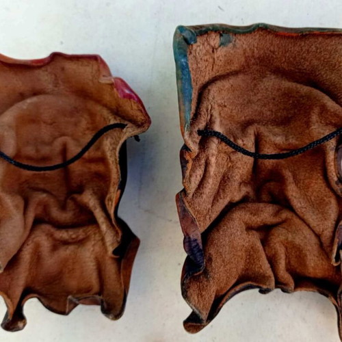 Leather decorative masks handmade set of 2 like new