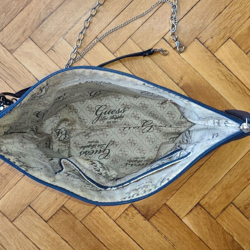 Guess shoulder bag used, navy with chains