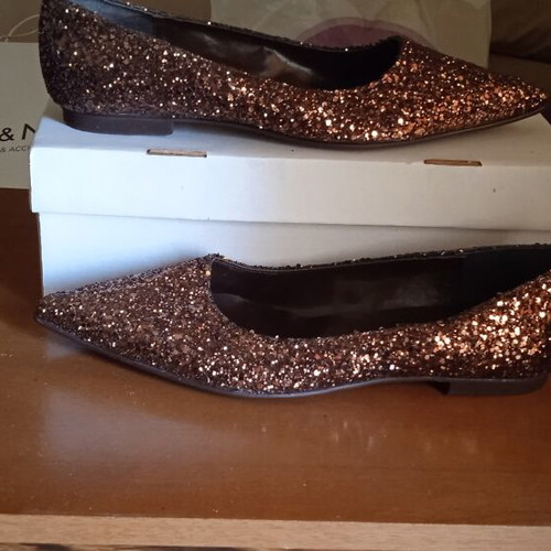 Elite flat shoes size 38 brown synthetic glitter like new