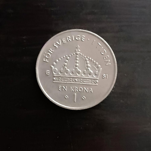 Swedish 1 Krona Coin 2007, like new, King Carl XVI Gustaf