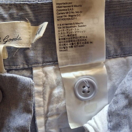 H&M L.O.G.G. women's pants with subtle thin stripe, blue