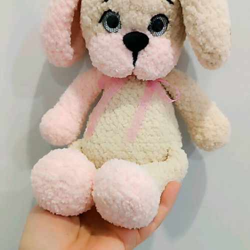 Handmade knitted puppy new, 27 cm tall