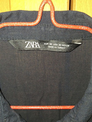 Πουκάμισο-φόρεμα Zara μαύρο σαν καινούργιο με κεντημένες λεπτομέρειες μέγεθος M
