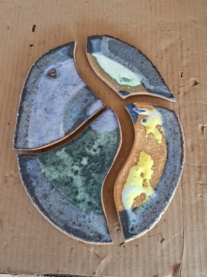 Handmade ceramic like new, composition of 4 pieces 22×30 cm