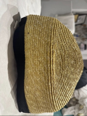 Button shape hat used, size 56-58cm, natural material with black stripe