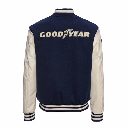 Goodyear college jacket new, white and blue, XL
