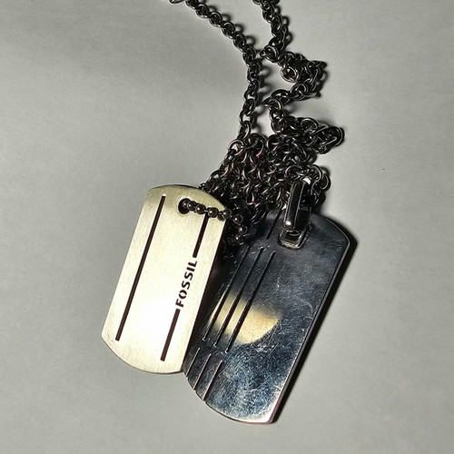 Fossil stainless steel military dog tag used