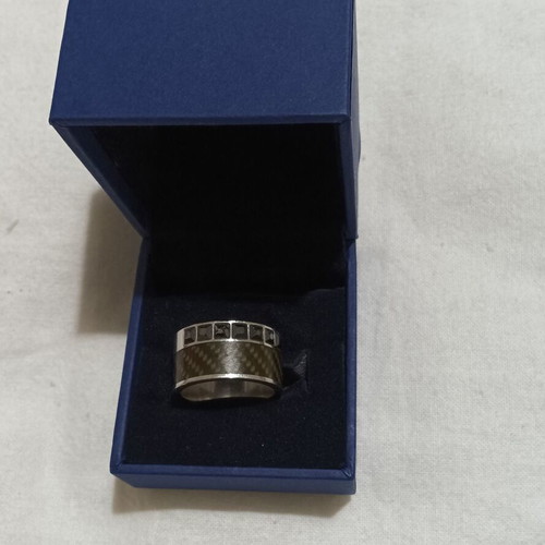 Swarovski women's ring with black stones, stainless steel
