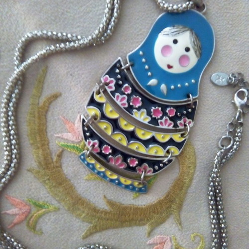 Matryoshka pendant with enamel like new, large, multicolored
