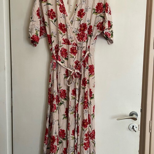 Mango maxi kimono dress like new, beige and red
