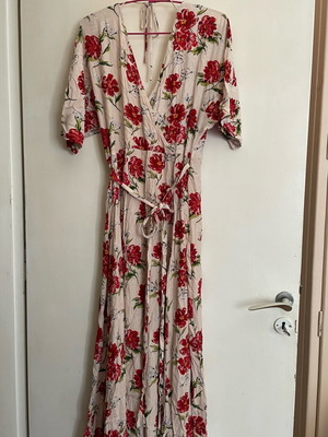 Mango maxi kimono dress like new, beige and red