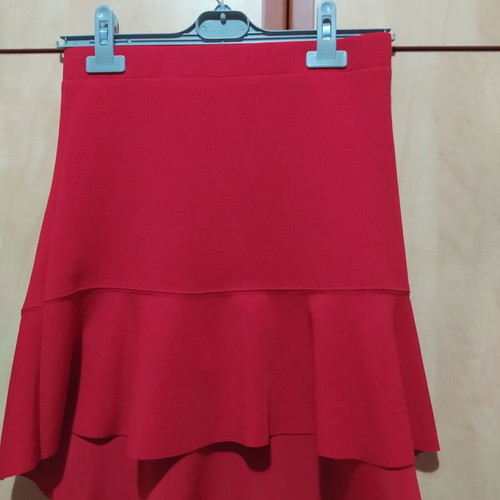Mini skirt Pink Woman like new, red, with ruffles and elastic waist