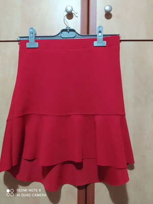 Mini skirt Pink Woman like new, red, with ruffles and elastic waist