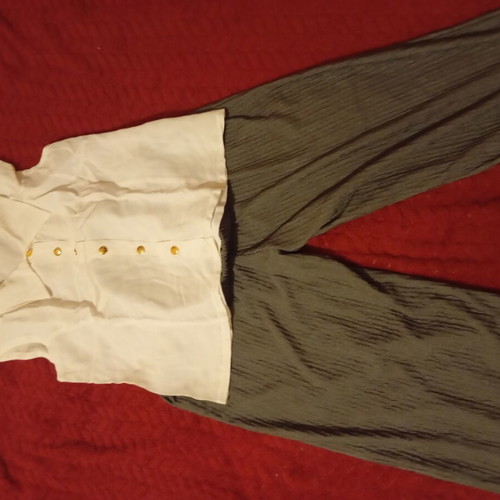 Shirt and pants set new, white and gray
