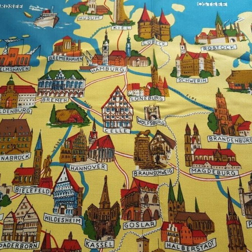 Vintage Feldberg tablecloth like new with Germany map